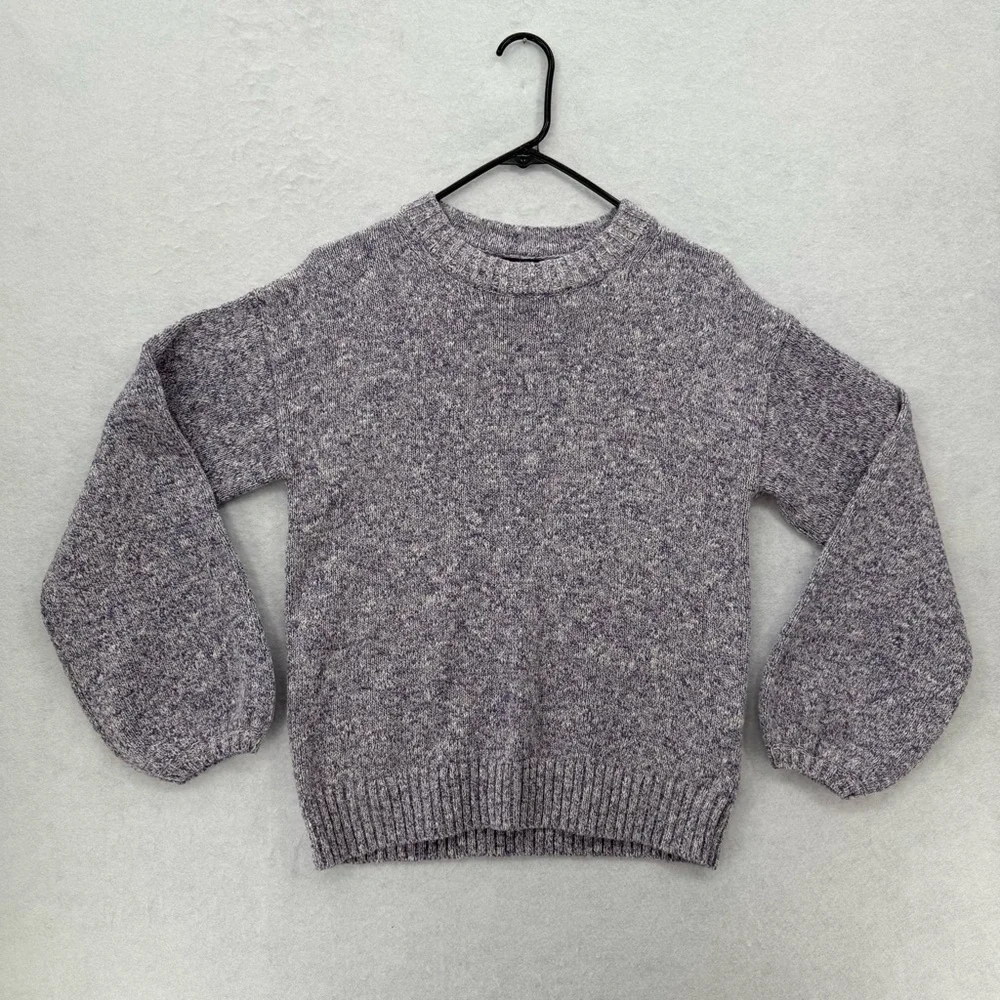 J. Crew Puff-sleeve Crewneck Sweater Medium‎ Lilac Ivory Style #BJ600